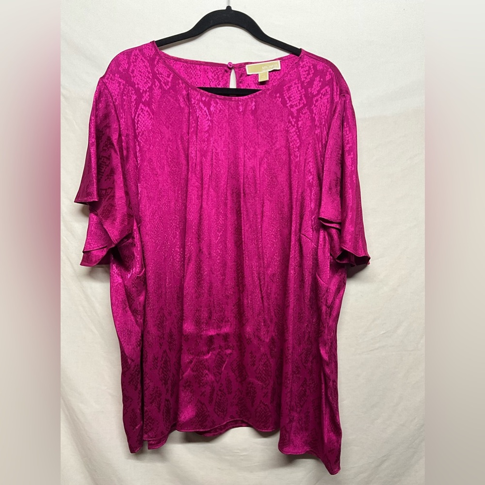 MICHAEL Michael Kors Pink/  Purple Relaxed Flutter Sleeve Top size 3X Jewel tone